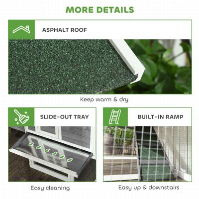 Show full view: PawHut 63-in Wooden Chicken Coop, Gray slide 8 of 9