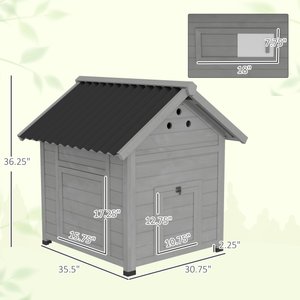 PawHut Wooden Outoor Duck Coop, Light Gray