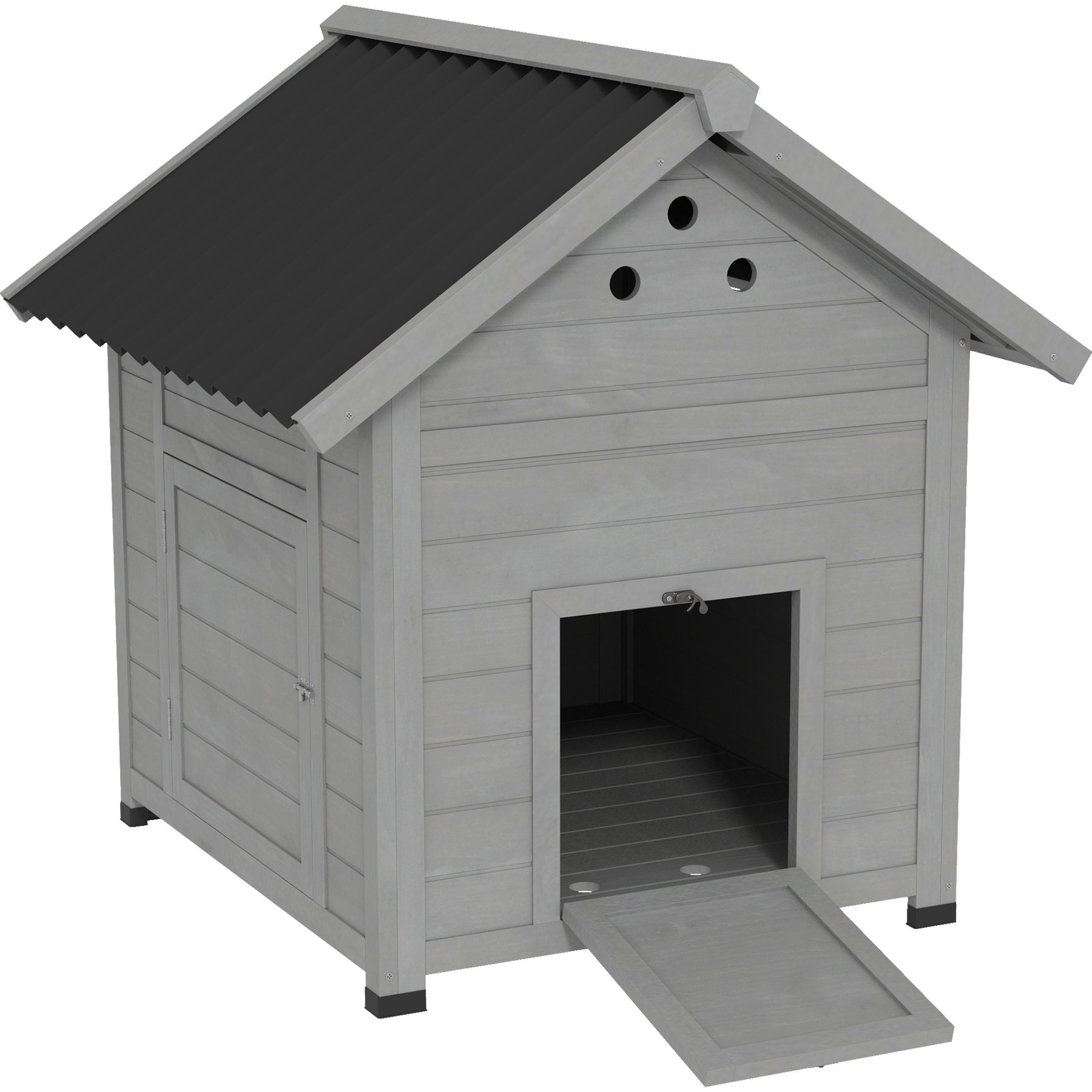 PawHut Wooden Outoor Duck Coop, Light Gray