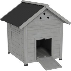 PawHut Wooden Outoor Duck Coop, Light Gray