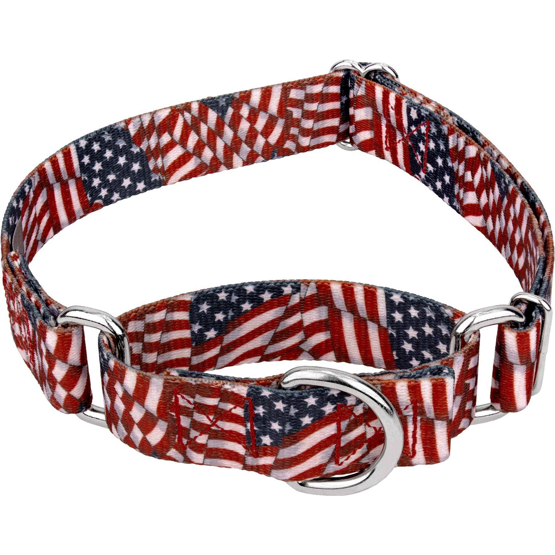 Country Brook Petz Patriotic Tribute Martingale Dog Collar, XX-Small: 7 to 10-in neck, 1/2-in wide
