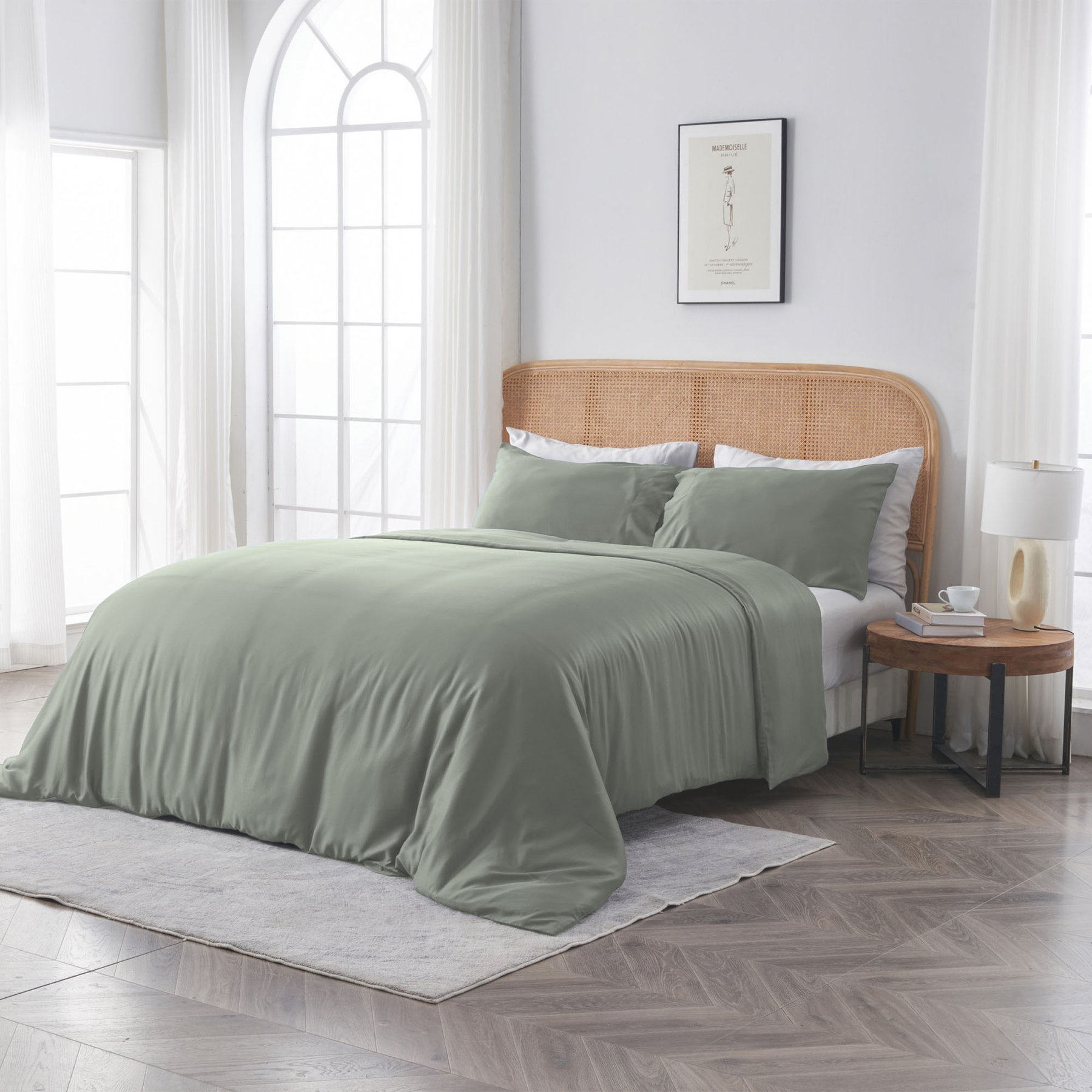 SIJO AiryWeight Eucalyptus Duvet Cover, Sage, Full / Queen
