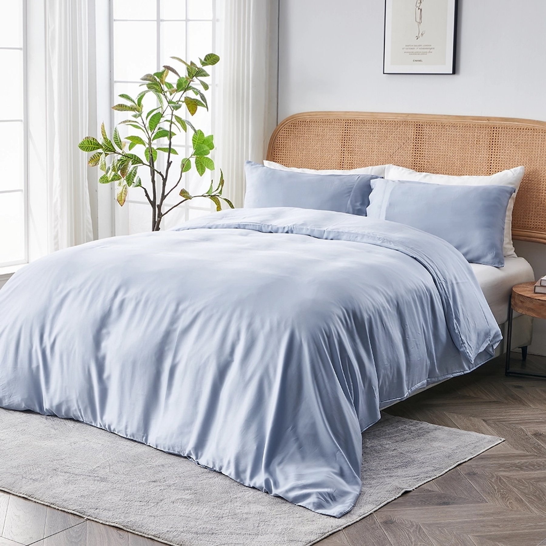 SIJO AiryWeight Eucalyptus Duvet Cover, Sky, King / Cal King
