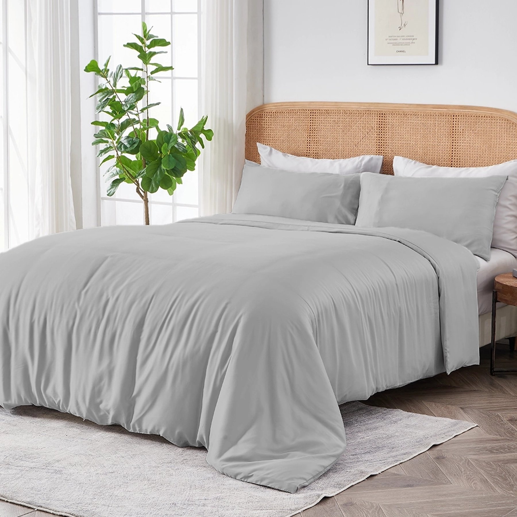 SIJO AiryWeight Eucalyptus Duvet Cover, Dove, Full / Queen