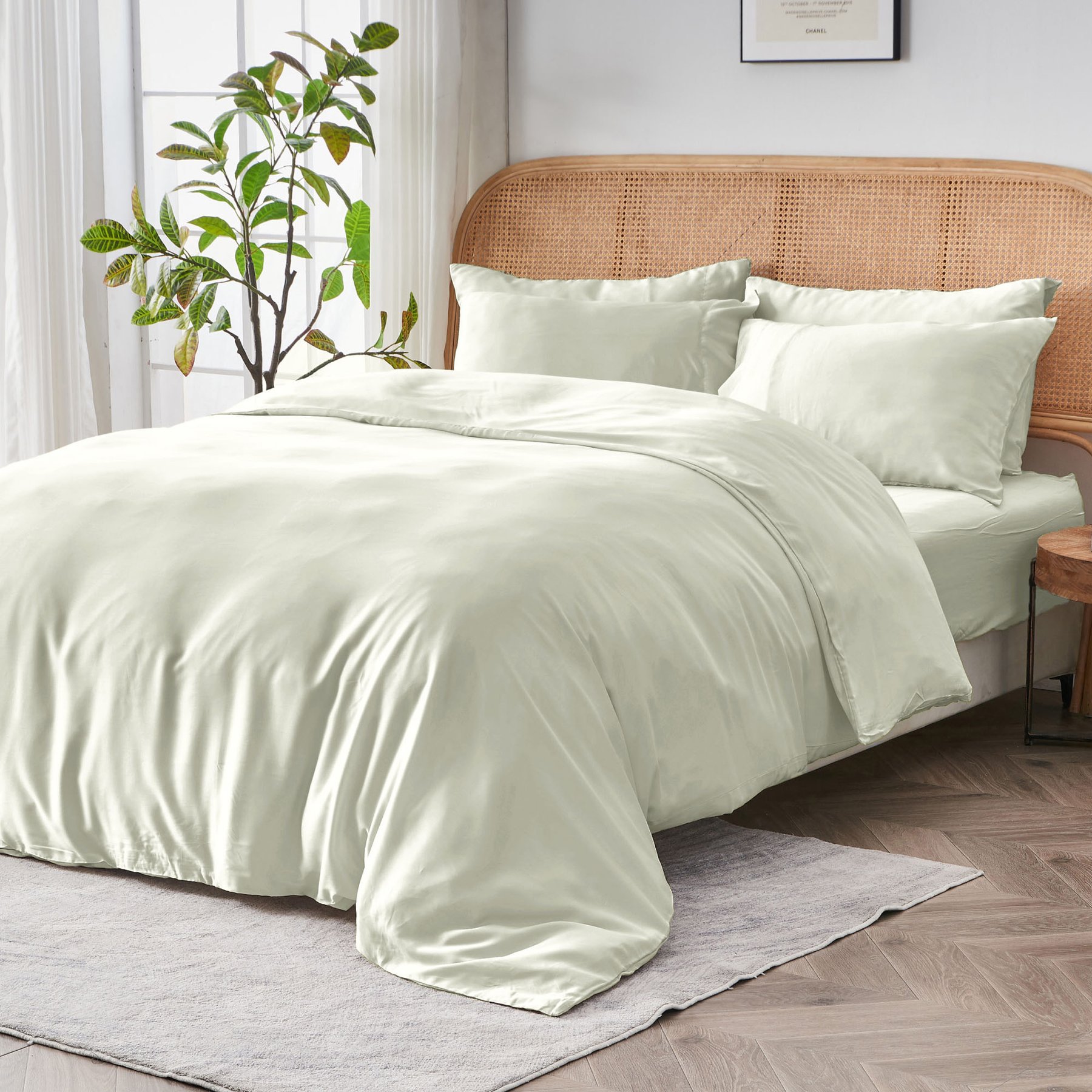 SIJO AiryWeight Eucalyptus Duvet Cover, Ivory, Twin / Twin XL