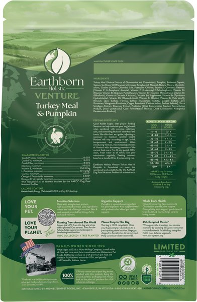 Earthborn Holistic Venture Limited Ingredient Turkey Meal & Pumpkin Grain-Free Dry Dog Food