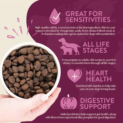 Show full view: Earthborn Holistic Venture Limited Ingredient Grain-Free Rabbit Meal & Pumpkin Dry Dog Food, 4-lb bag slide 4 of 8