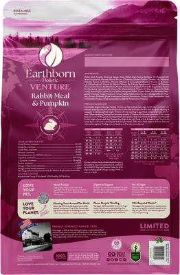Show full view: Earthborn Holistic Venture Limited Ingredient Grain-Free Rabbit Meal & Pumpkin Dry Dog Food, 25-lb bag slide 3 of 8