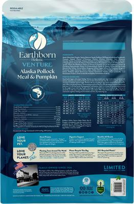 Show full view: Earthborn Holistic Venture Limited Ingredient Alaska Pollock Meal & Pumpkin Grain-Free Dry Dog Food, 25-lb bag slide 3 of 8