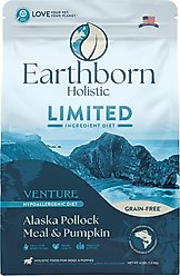 Earthborn Holistic Venture Limited Ingredient Alaska Pollock Meal & Pumpkin Grain-Free Dry Dog Food, 4-lb bag