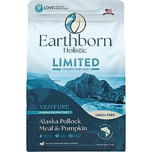 Earthborn Holistic Venture Limited Ingredient Alaska Pollock Meal & Pumpkin Grain-Free Dry Dog Food, 4-lb bag