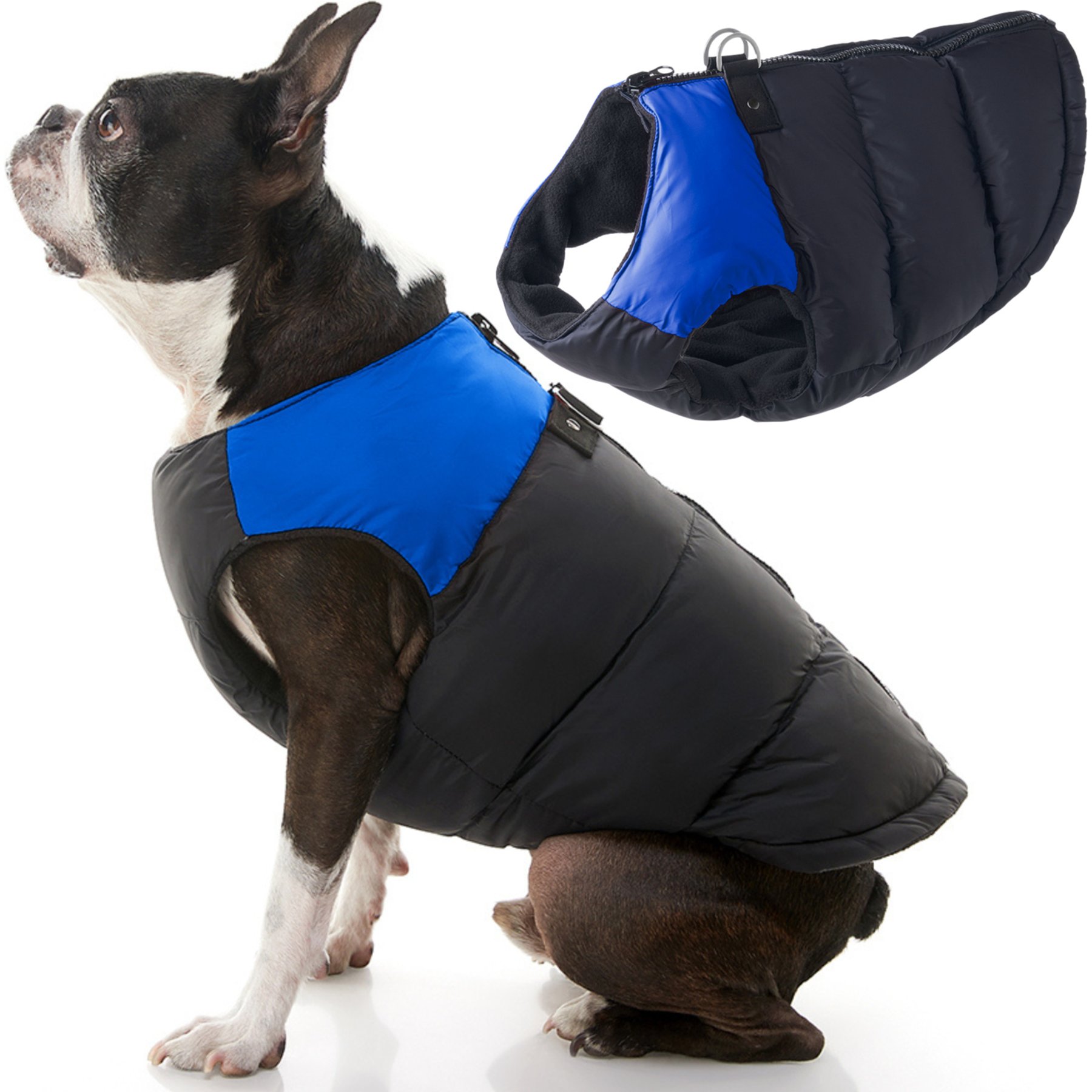 Gooby Padded Color Block Dog Vest, Blue, X-Small