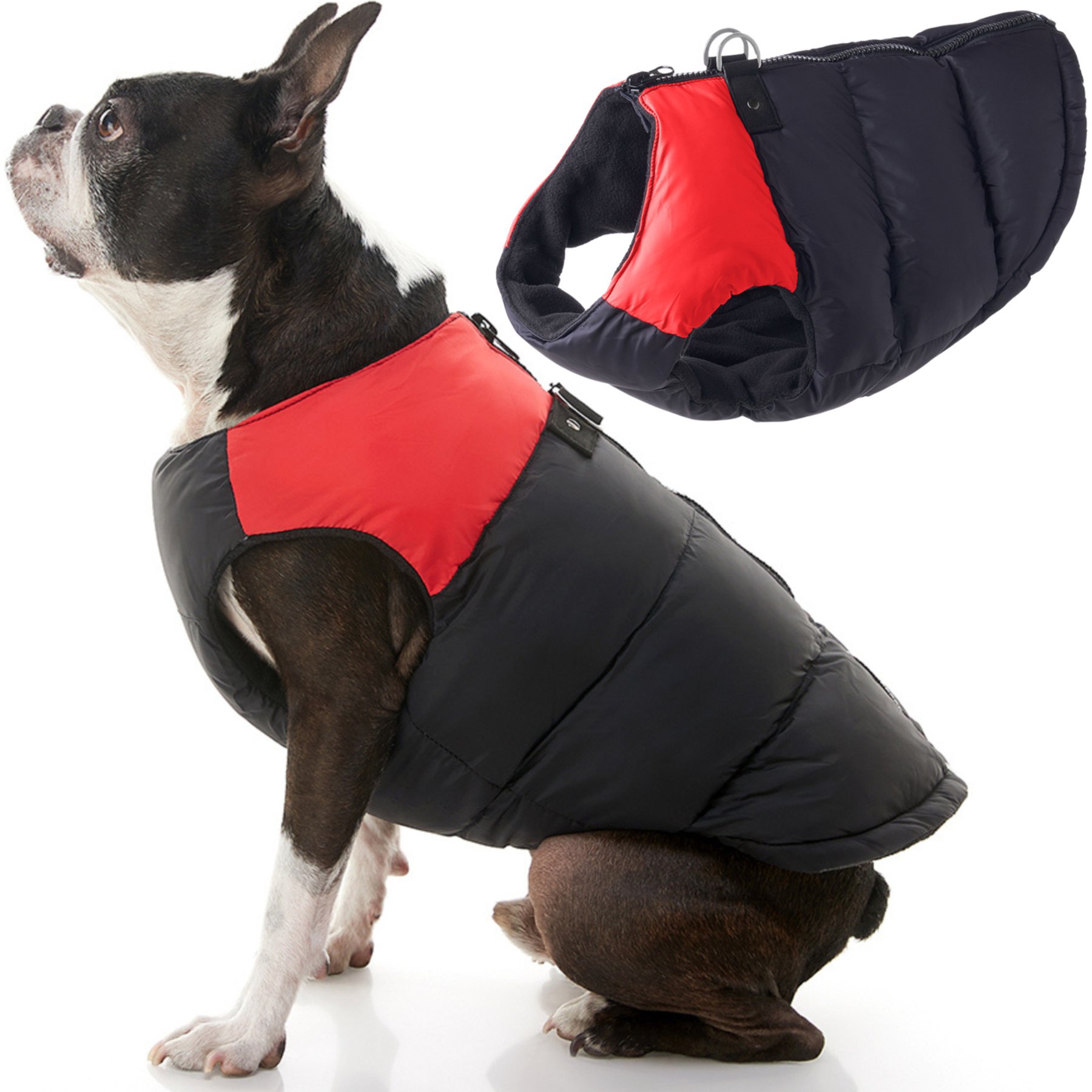 Gooby Padded Color Block Dog Vest, Red, X-Large