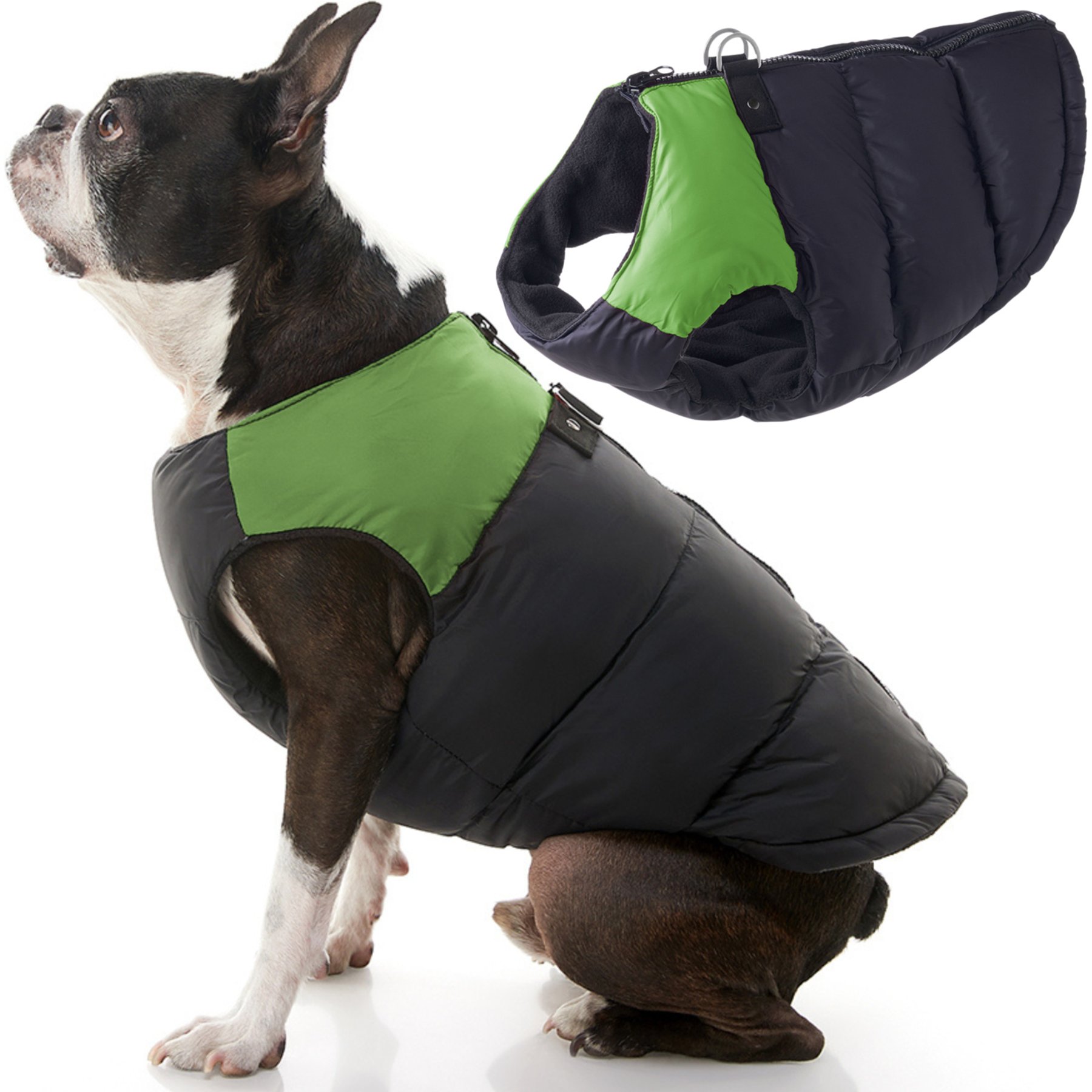 Gooby Padded Color Block Dog Vest, Green, Small