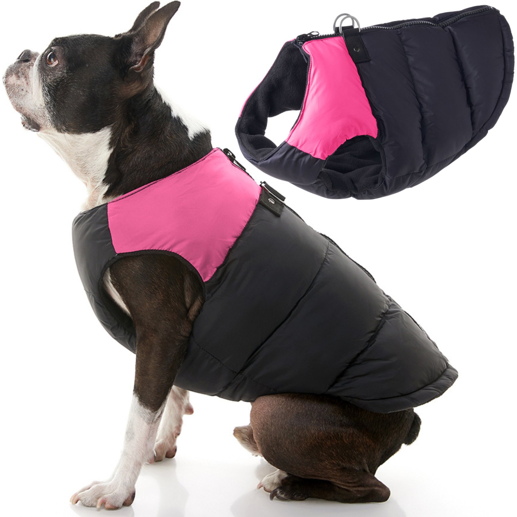 Gooby Padded Color Block Dog Vest, Pink, X-Small