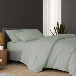SIJO Organic Bamboo Duvet Cover, Sage, Full / Queen