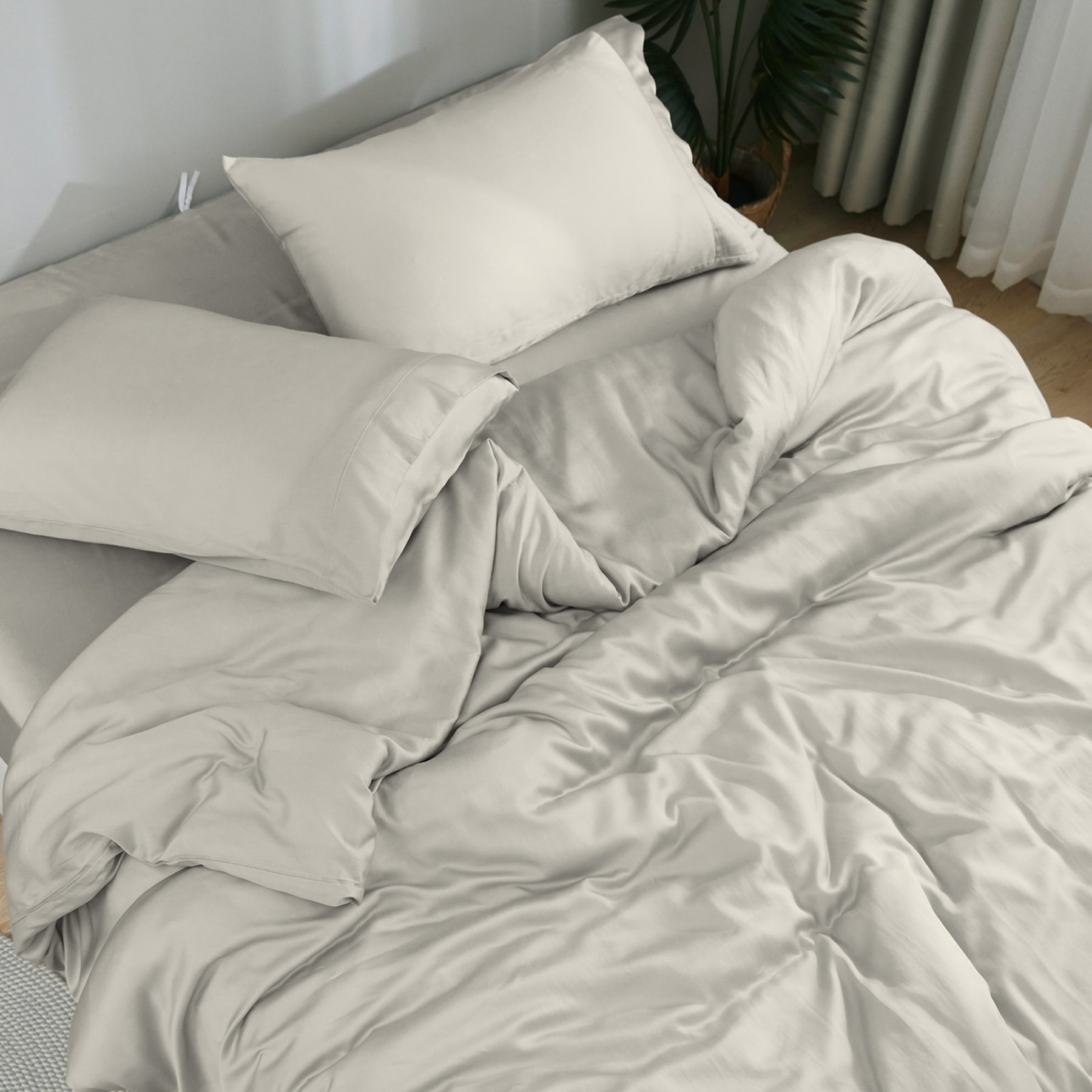 SIJO Organic Bamboo Sheet Set, Fog, Queen