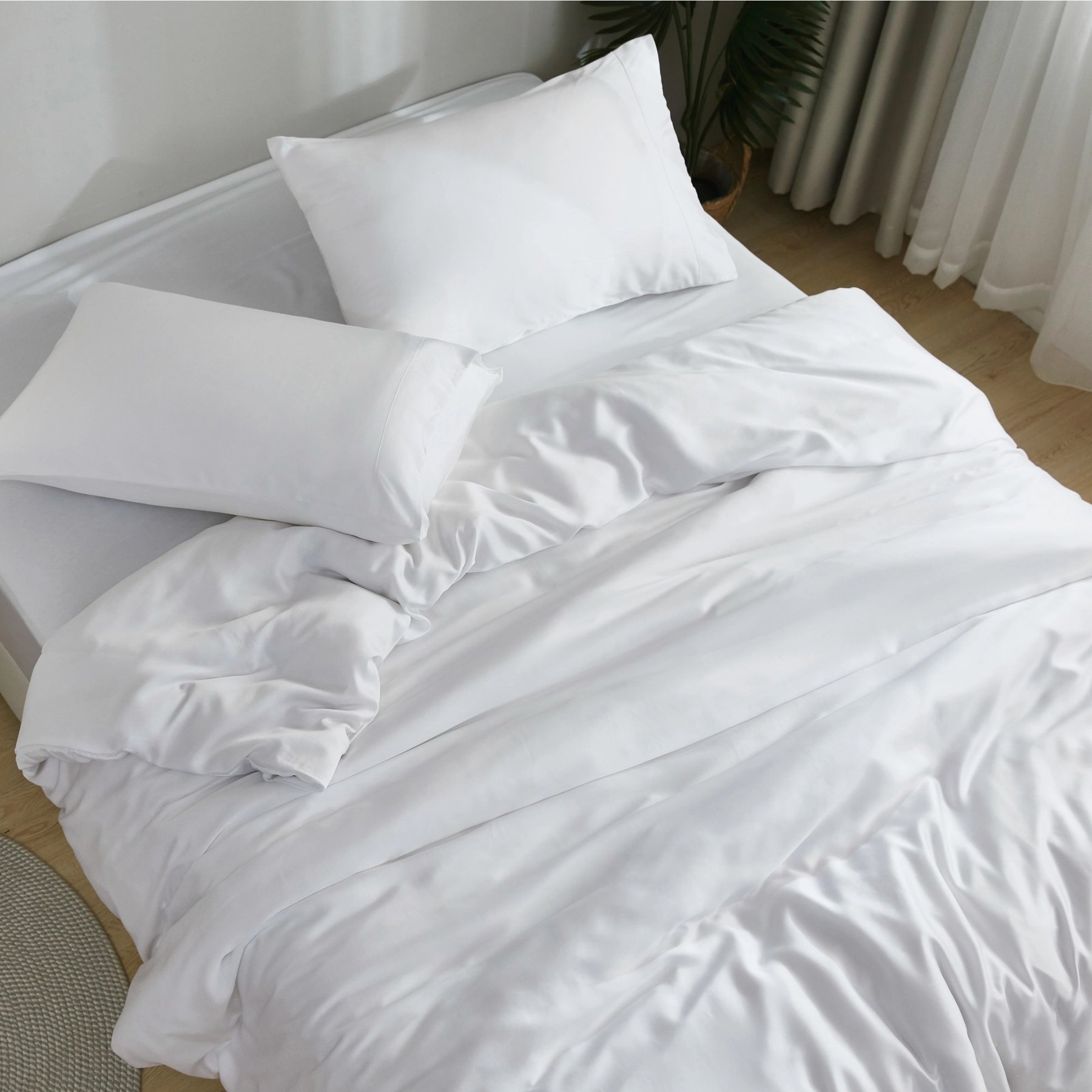 SIJO Organic Bamboo Sheet Set, Snow, Queen