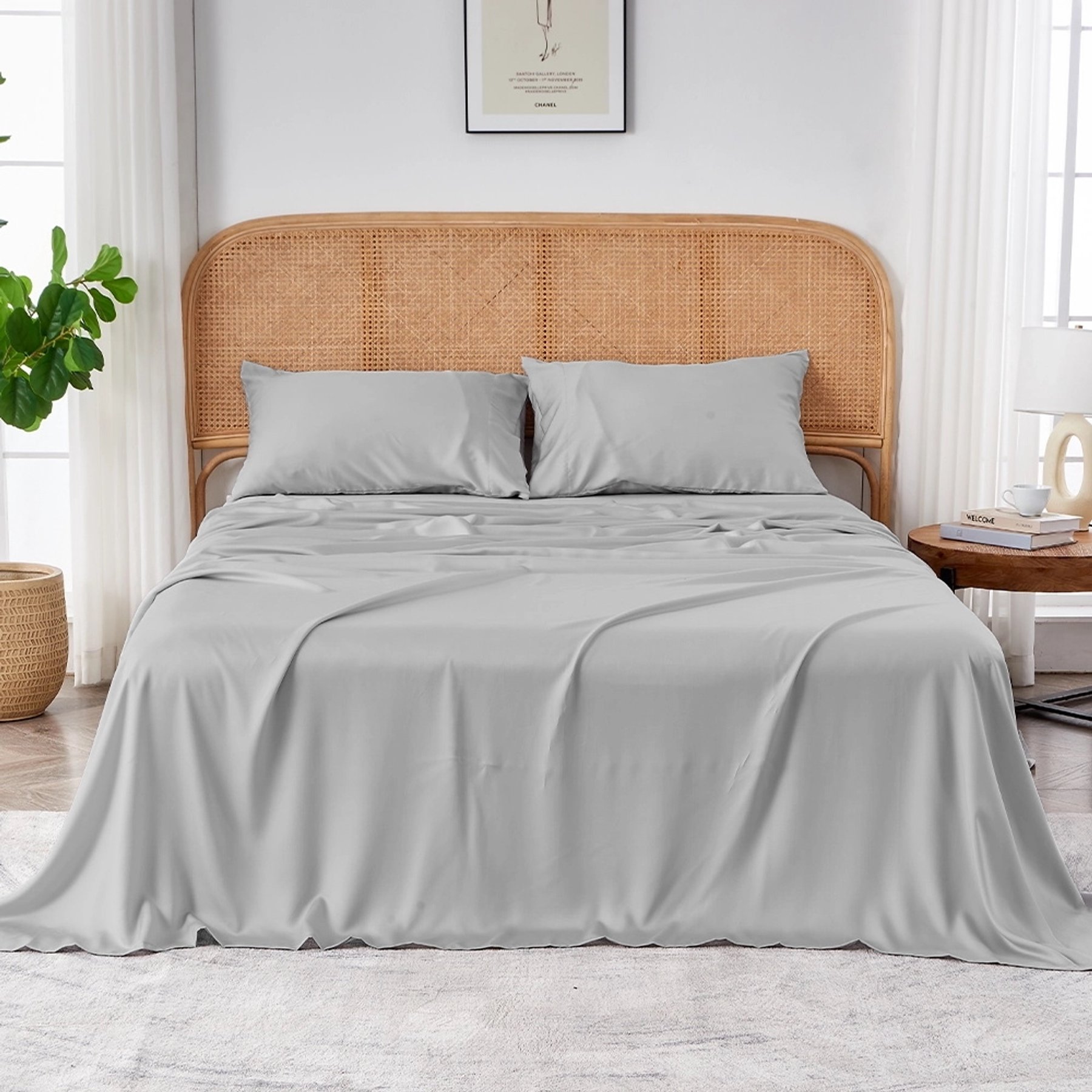 SIJO AiryWeight Eucalyptus Sheet Set, Fog, Cal King