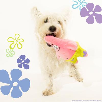 Show full view: SpongeBob Patrick Squeaky Plush with Spiky Ball Dog Toy, Pink slide 3 of 7