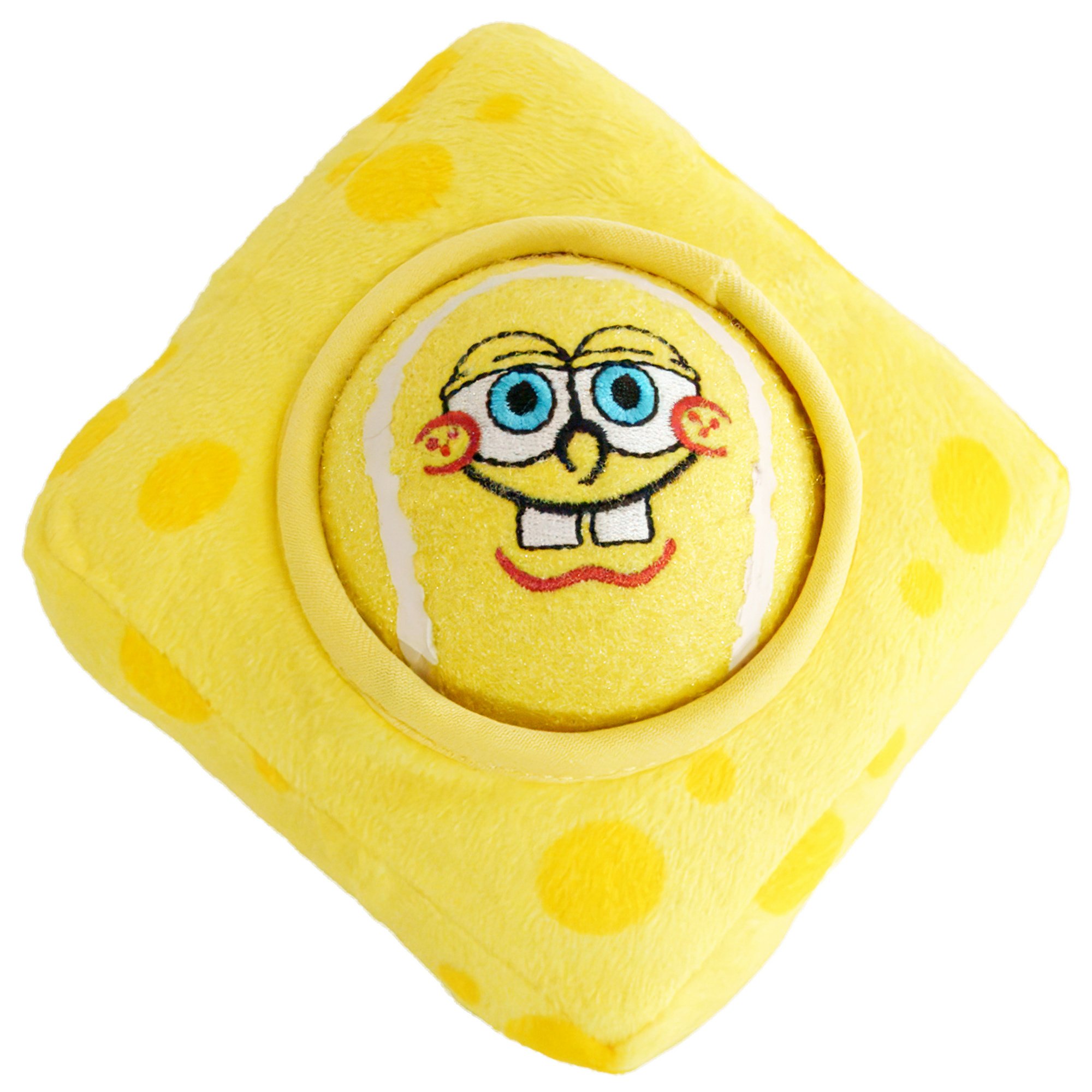 SpongeBob Tennis Ball Dog Plush Toy, Yellow, 2.5-in