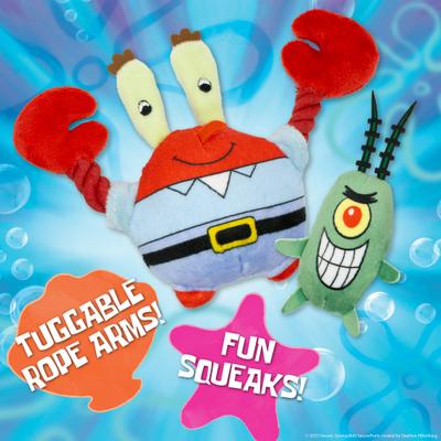 Show full view: SpongeBob Mr. Krabs & Plankton Squeaky Dog Plush Toy, Red, 2-Pack slide 3 of 8