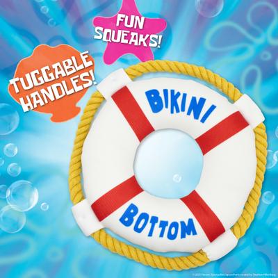Show full view: SpongeBob Plush Life Preserver Squeaky Dog Tug Toy, White slide 3 of 8