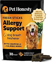 Pet Honesty Allergy Support Pumpkin Flavored Dental Sticks for Dogs, 30 count
