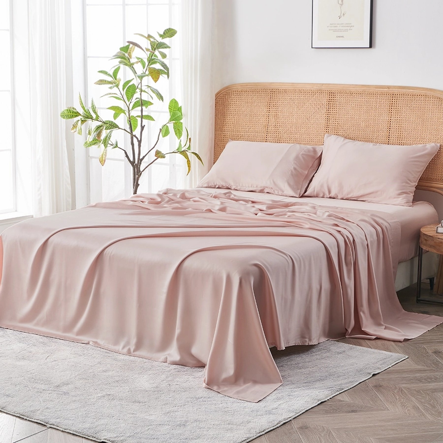 SIJO AiryWeight Eucalyptus Sheet Set, Blush, Queen