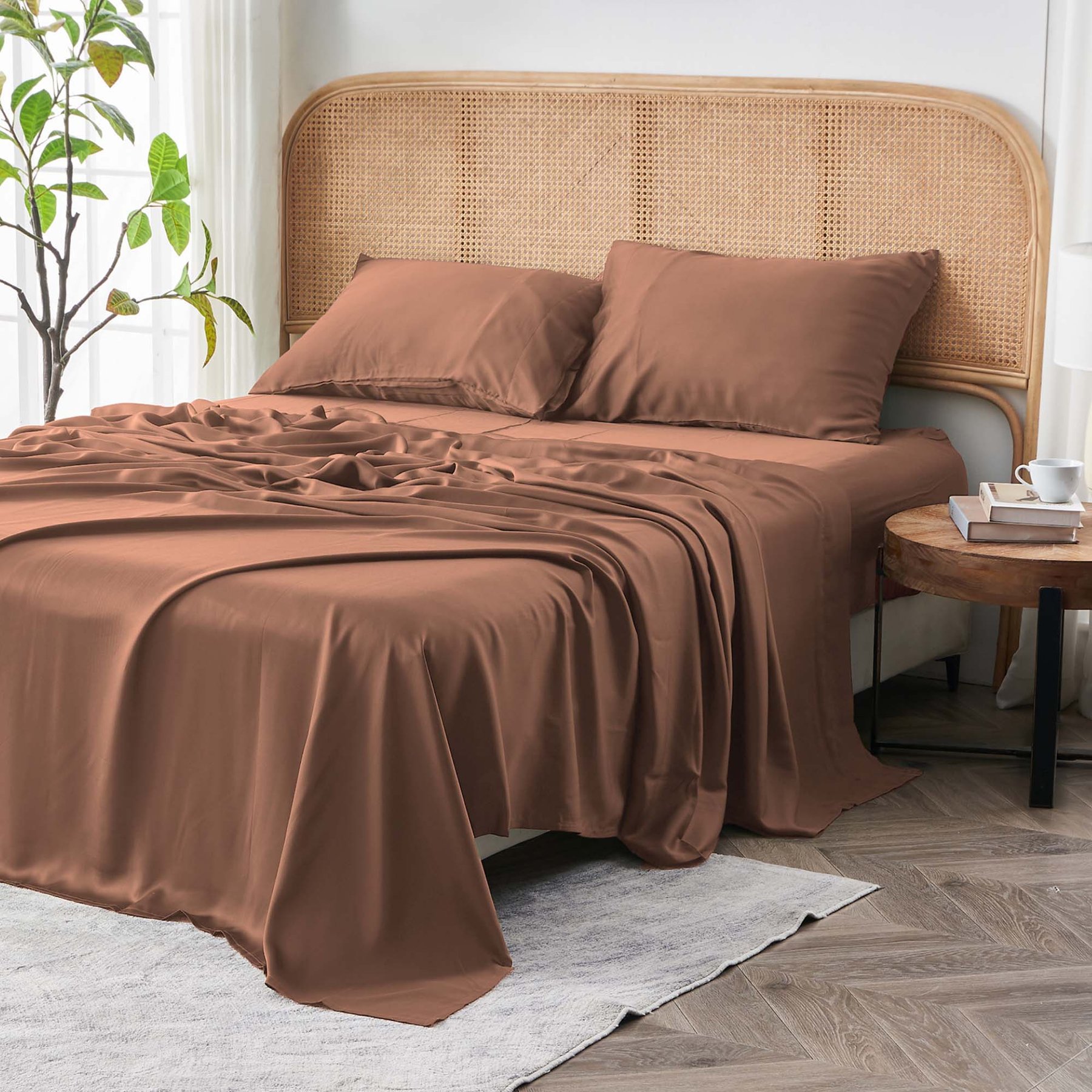 SIJO AiryWeight Eucalyptus Sheet Set, Clay, Twin