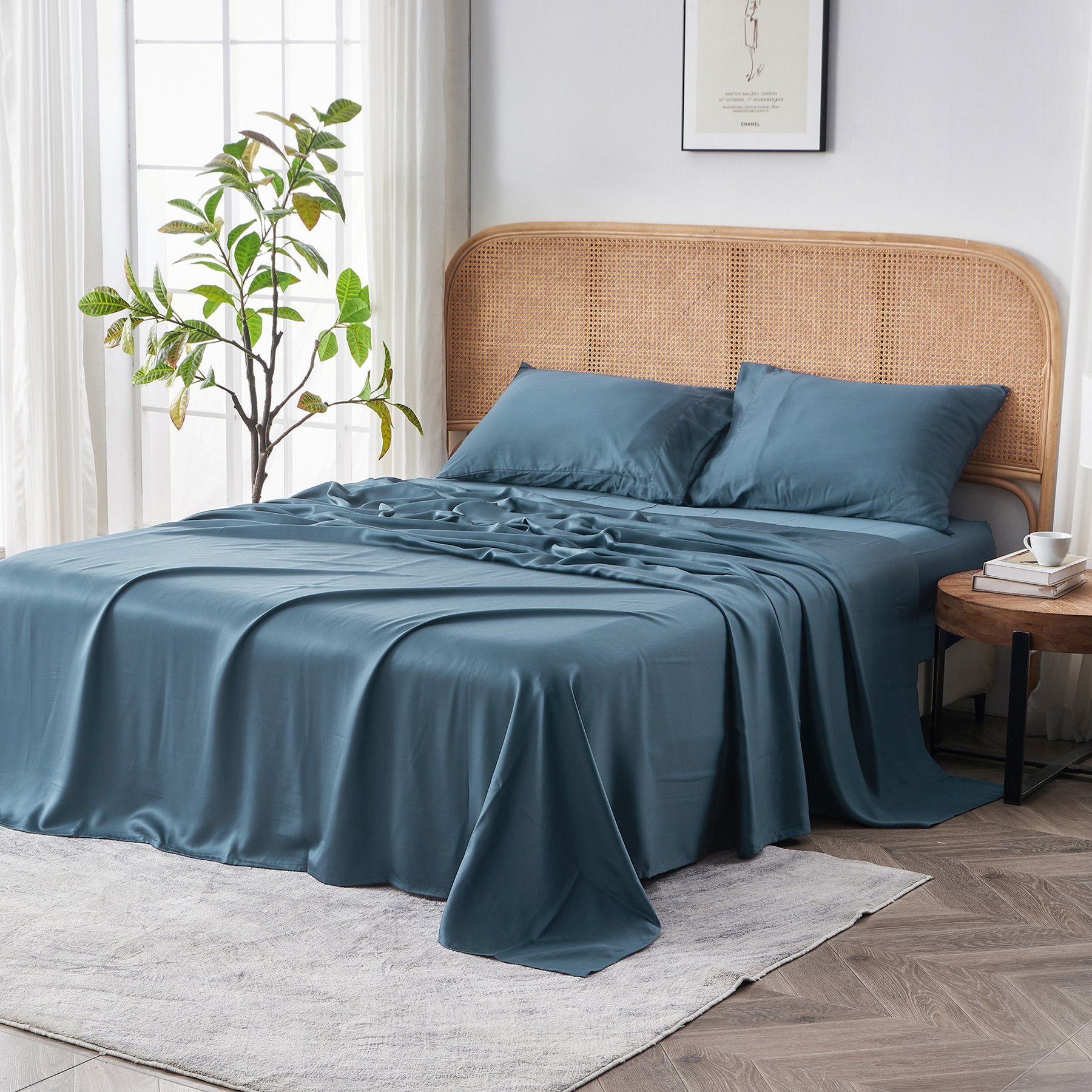 SIJO AiryWeight Eucalyptus Sheet Set, Teal, Full