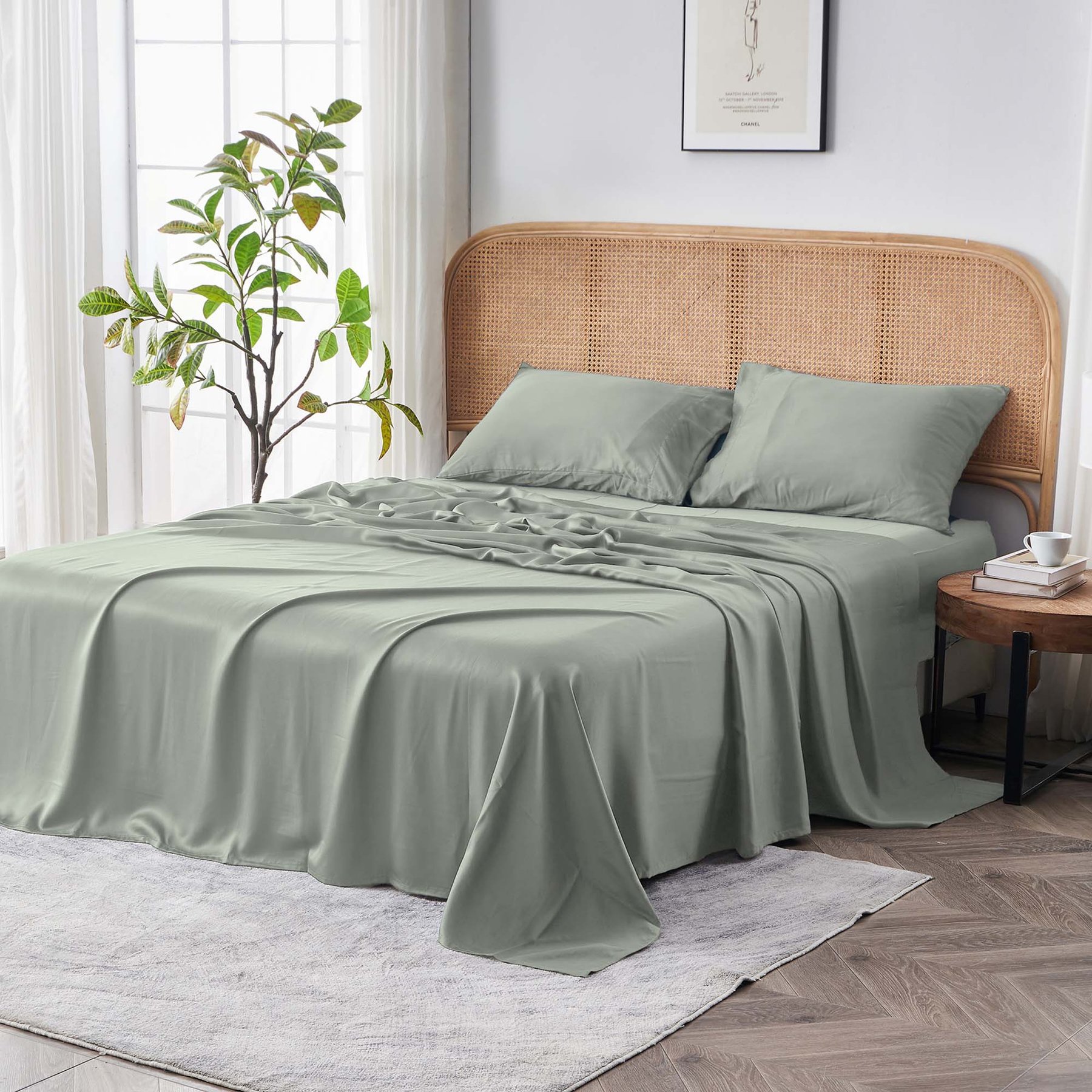 SIJO AiryWeight Eucalyptus Sheet Set, Sage, King
