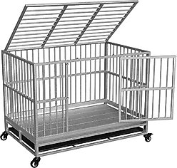 RYPetmia Rolling Dog Crate, Silver, 45.7 inch slide 2 of 9