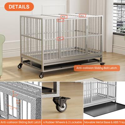 Show full view: RYPetmia Rolling Dog Crate, Silver, 45.7 inch slide 6 of 11