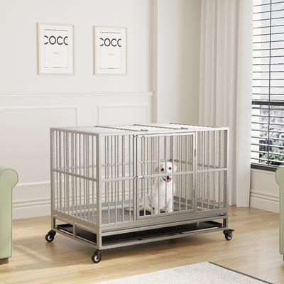 Show full view: RYPetmia Rolling Dog Crate, Silver, 45.7 inch slide 3 of 11