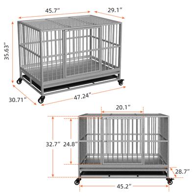 Show full view: RYPetmia Rolling Dog Crate, Silver, 45.7 inch slide 5 of 11