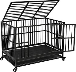 RYPetmia Rolling Dog Crate, Black, 45.7 inch slide 2 of 9