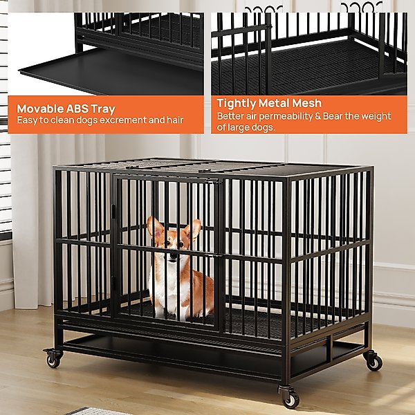 Show full view: RYPetmia Rolling Dog Crate, Black, 45.7 inch slide 6 of 9