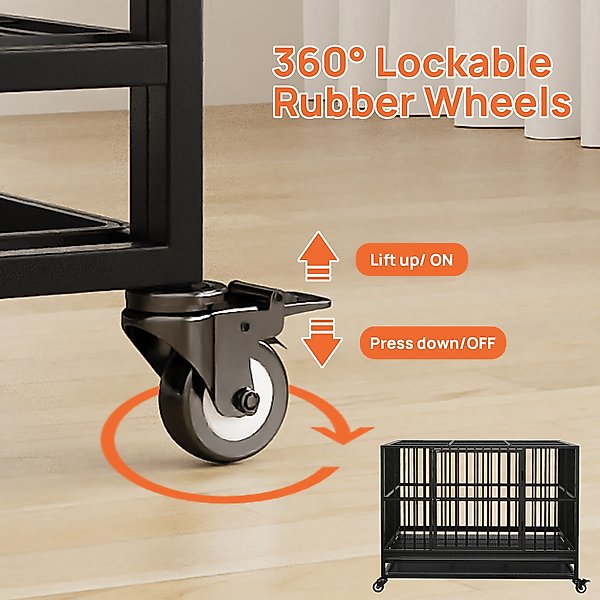 Show full view: RYPetmia Rolling Dog Crate, Black, 45.7 inch slide 8 of 9