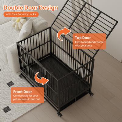 Show full view: RYPetmia Rolling Dog Crate, Black, 45.7 inch slide 7 of 10