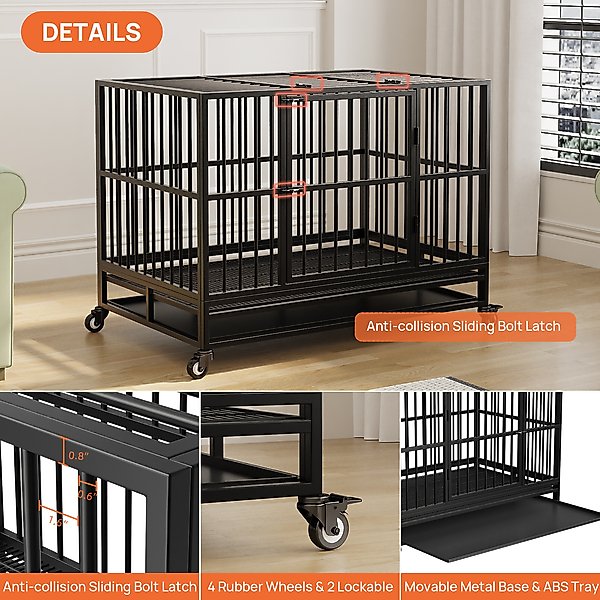 Show full view: RYPetmia Rolling Dog Crate, Black, 45.7 inch slide 5 of 9
