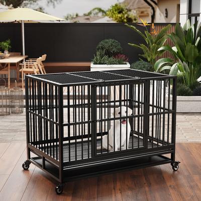 Show full view: RYPetmia Rolling Dog Crate, Black, 45.7 inch slide 3 of 10