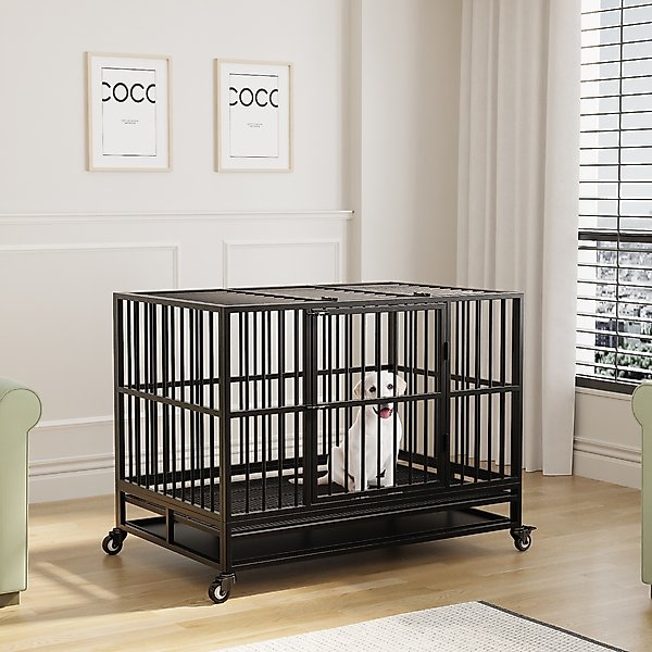 Show full view: RYPetmia Rolling Dog Crate, Black, 45.7 inch slide 2 of 9
