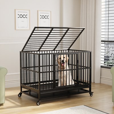 RYPetmia RYPetmia Rolling Dog Crate, Black, 45.7 inch