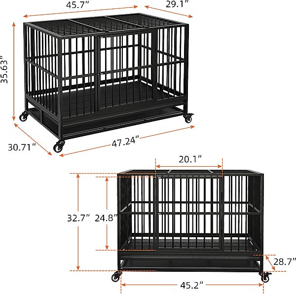 Show full view: RYPetmia Rolling Dog Crate, Black, 45.7 inch slide 4 of 9