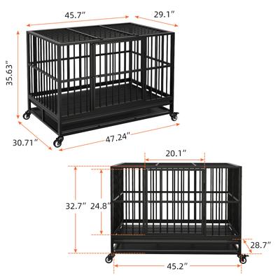 Show full view: RYPetmia Rolling Dog Crate, Black, 45.7 inch slide 4 of 10