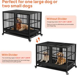 RYPetmia Rolling Dog Crate with Pull Out Trays, Black, 45.7 inch slide 2 of 9