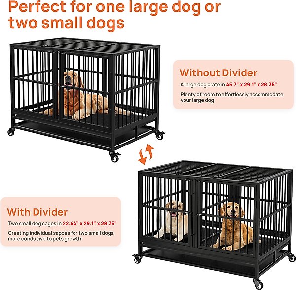 Show full view: RYPetmia Rolling Dog Crate with Pull Out Trays, Black, 45.7 inch slide 8 of 9