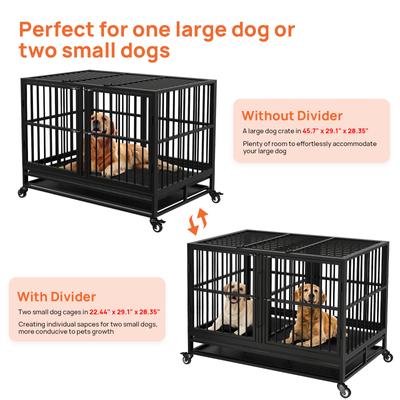 Show full view: RYPetmia Rolling Dog Crate with Pull Out Trays, Black, 45.7 inch slide 8 of 10