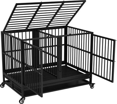 Show full view: RYPetmia Rolling Dog Crate with Pull Out Trays, Black, 45.7 inch slide 9 of 10